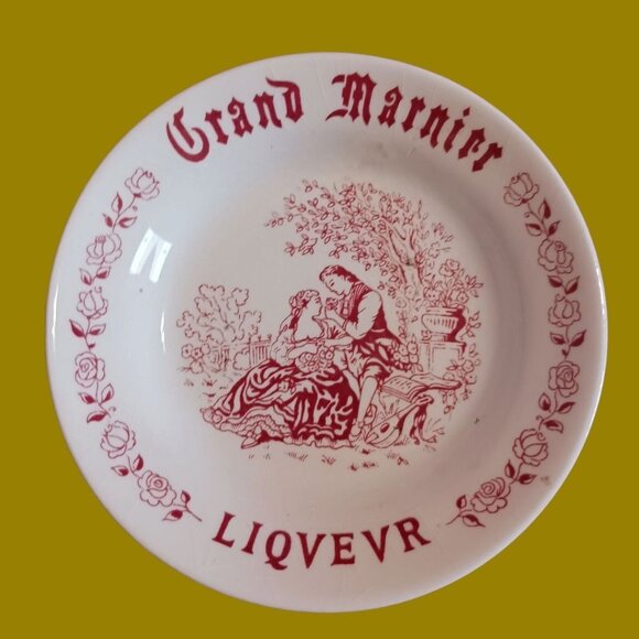 French Vtg Grindley Grand Marnier Trinket Dish Jewelry With Romantic Scene - Picture 2 of 7